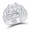 14k White Gold Princess Diamond Cluster Bridal Wedding Engagement Ring 3 Cttw