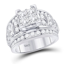  14k White Gold Princess Diamond Cluster Bridal Wedding Engagement Ring 3 Cttw