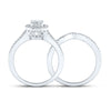 14k White Gold Round Diamond Bridal Wedding Ring Band Set 1 Cttw