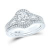 14k White Gold Round Diamond Bridal Wedding Ring Band Set 1 Cttw