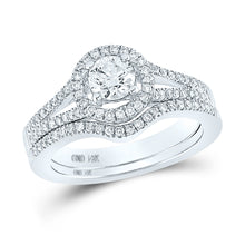  14k White Gold Round Diamond Bridal Wedding Ring Band Set 1 Cttw