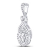 10k White Gold Womens Round Diamond Circle Cluster Pendant 1/2 Cttw