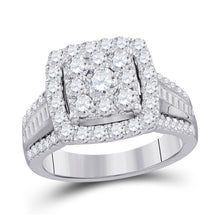 10k White Gold Round Diamond Cluster Bridal Wedding Engagement Ring 2 Cttw