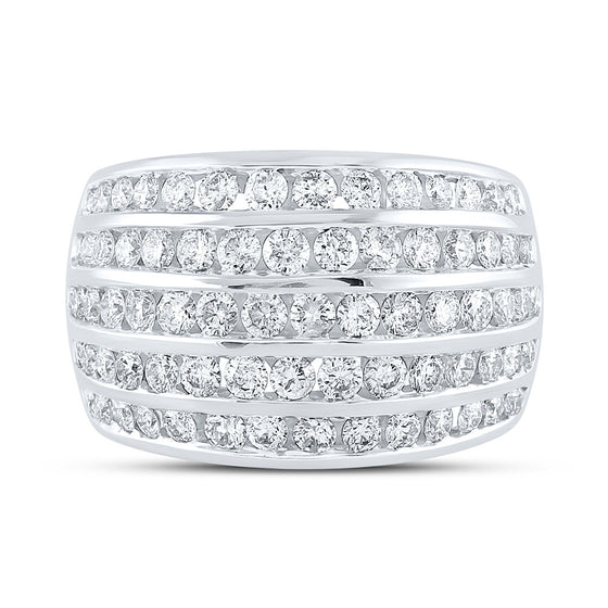 10k White Gold Womens Round Diamond Five Row Band Ring 2 Cttw