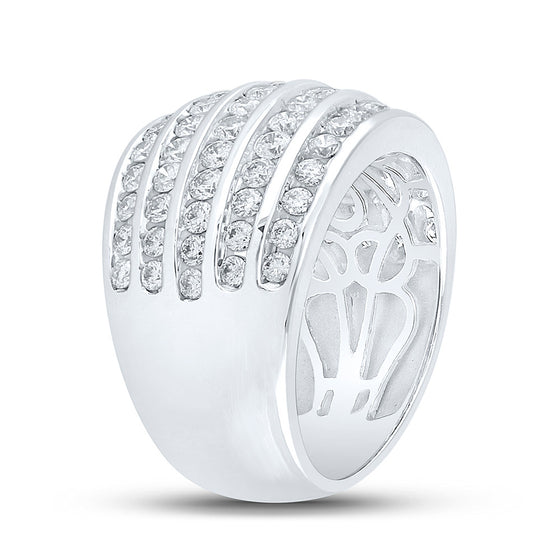 10k White Gold Womens Round Diamond Five Row Band Ring 2 Cttw