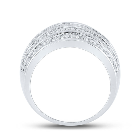 10k White Gold Womens Round Diamond Five Row Band Ring 2 Cttw