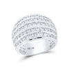 10k White Gold Womens Round Diamond Five Row Band Ring 2 Cttw