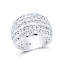  10k White Gold Womens Round Diamond Five Row Band Ring 2 Cttw