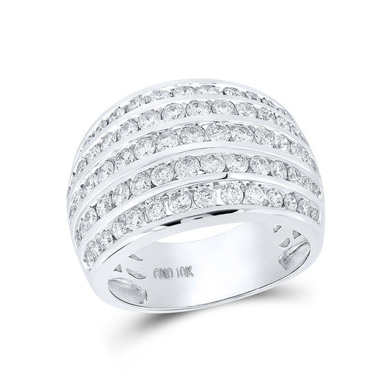 10k White Gold Womens Round Diamond Five Row Band Ring 2 Cttw