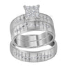 14k White Gold His Hers Round Diamond Cluster Matching Wedding Set 5/8 Cttw