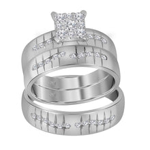  14k White Gold His Hers Round Diamond Cluster Matching Wedding Set 5/8 Cttw