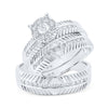 14k White Gold His Hers Round Diamond Cluster Matching Wedding Set 3/4 Cttw
