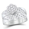 14k White Gold His Hers Round Diamond Cluster Matching Wedding Set 7/8 Cttw