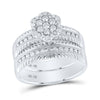 14k White Gold His Hers Round Diamond Cluster Matching Wedding Set 3/4 Cttw