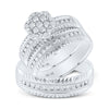 14k White Gold His Hers Round Diamond Cluster Matching Wedding Set 3/4 Cttw