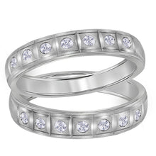  14k White Gold His Hers Round Diamond Matching Wedding Band Set 1/4 Cttw