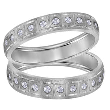  14k White Gold His Hers Round Diamond Matching Wedding Band Set 1/4 Cttw