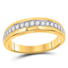 14k Yellow Gold His Hers Round Diamond Square Matching Wedding Set 1-1/5 Cttw