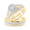 14k Yellow Gold His Hers Round Diamond Halo Matching Wedding Set 1-5/8 Cttw