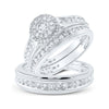 14k White Gold His Hers Round Diamond Solitaire Matching Wedding Set 1-5/8 Cttw