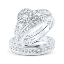  14k White Gold His Hers Round Diamond Solitaire Matching Wedding Set 1-5/8 Cttw