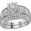 14k White Gold His Hers Round Diamond Halo Matching Wedding Set 7/8 Cttw