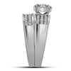 14k White Gold His Hers Round Diamond Halo Matching Wedding Set 7/8 Cttw