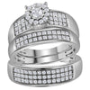 14k White Gold His Hers Round Diamond Halo Matching Wedding Set 7/8 Cttw
