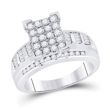  10k White Gold Round Diamond Cluster Bridal Wedding Engagement Ring 7/8 Cttw