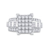 10k White Gold Round Diamond Cluster Bridal Wedding Engagement Ring 1-1/2 Cttw