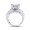 10k White Gold Round Diamond Cluster Bridal Wedding Engagement Ring 1-1/2 Cttw