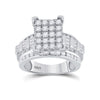 10k White Gold Round Diamond Cluster Bridal Wedding Engagement Ring 1-1/2 Cttw