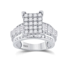  10k White Gold Round Diamond Cluster Bridal Wedding Engagement Ring 1-1/2 Cttw
