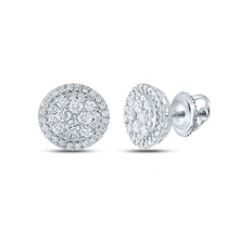  14k Yellow Gold Womens Round Diamond Halo Cluster Earrings 1-1/2 Cttw