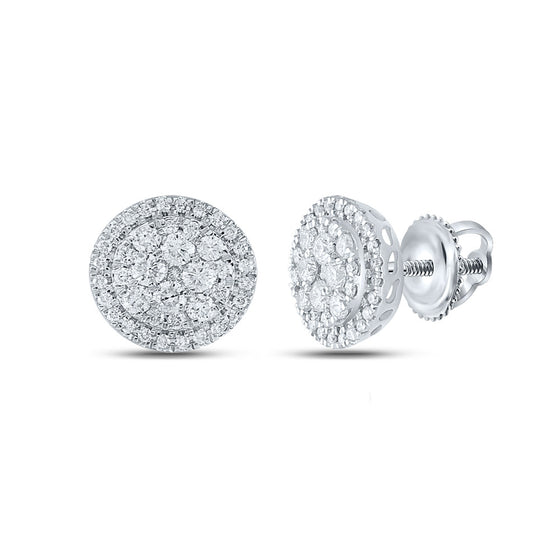 14k Yellow Gold Womens Round Diamond Halo Cluster Earrings 1-1/2 Cttw