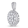 14k White Gold Womens Round Diamond Halo Cluster Pendant 1 Cttw