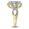 14k Yellow Gold Womens Round Diamond Oval Cluster Ring 1-1/2 Cttw