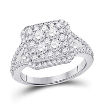  14k White Gold Round Diamond Right Hand Cluster Ring 1-1/2 Cttw