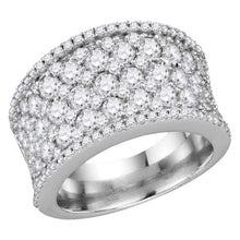  14k White Gold Womens Round Diamond Pave Band Ring 3-1/4 Cttw