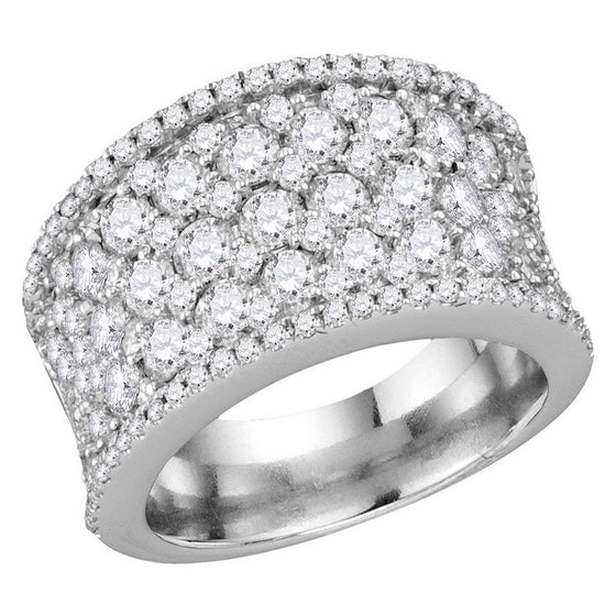 14k White Gold Womens Round Diamond Pave Band Ring 3-1/4 Cttw