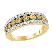  14k Yellow Gold Womens Round Yellow Color Enhanced Diamond Band Ring 1/2 Cttw