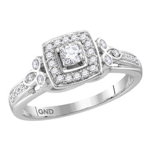  10k White Gold Round Diamond Round Halo Bridal Wedding Engagement Ring 1/3 Cttw