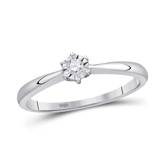 10k White Gold Round Diamond Solitaire Bridal Wedding Engagement Ring 1/12 Cttw