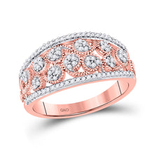  10k Rose Gold Womens Round Diamond Band Ring 1/4 Cttw