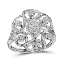  10k White Gold Womens Round Diamond Cluster Cocktail Ring 1/3 Cttw