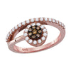 10k Rose Gold Womens Round Brown Diamond Cluster Ring 1/2 Cttw