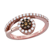  10k Rose Gold Womens Round Brown Diamond Cluster Ring 1/2 Cttw