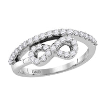  10k White Gold Womens Round Diamond Woven Infinity Band Ring 1/2 Cttw