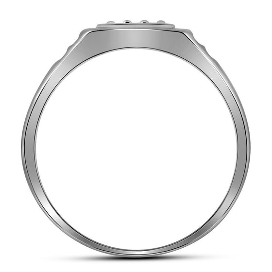 10k White Gold Mens Round Diamond Square Cluster Ring 1/4 Cttw