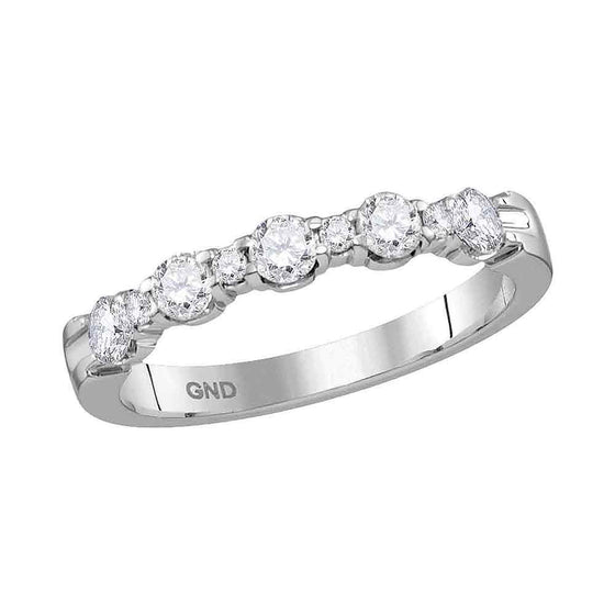 14k White Gold Womens Round Diamond Wedding Anniversary Band Ring 1/2 Cttw